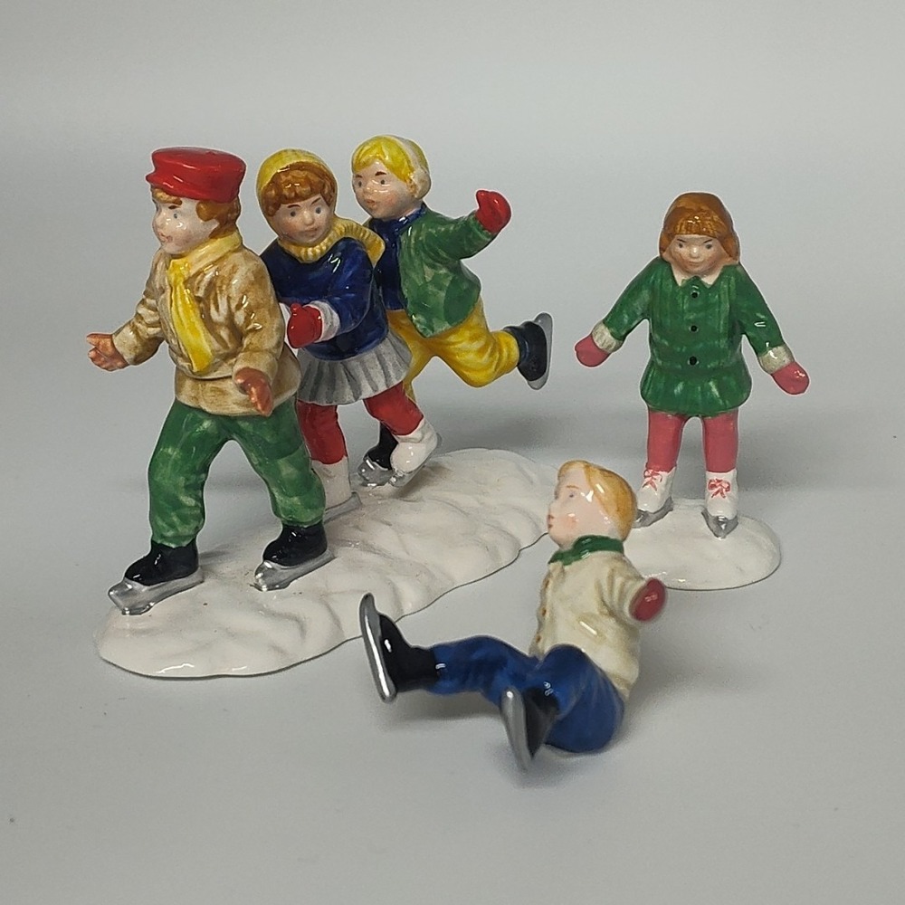 Dept 56 Christmas Snow Village Crack the Whip Skaters Set of 3